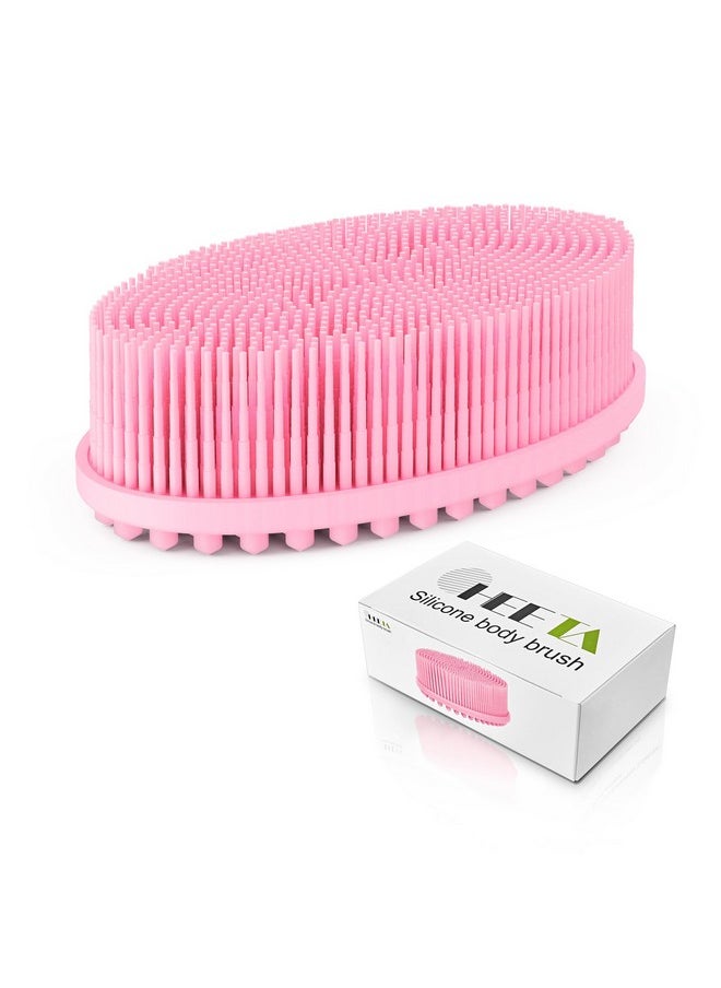 Silicone Body Scrubber, Silicone Loofah Gentle Exfoliating, 2 Side Design Silicone Boby Brush Lathers Well Easy To Clean & Durable For Removing Dead Skin And Dry Brush To Massage Skin, Pink