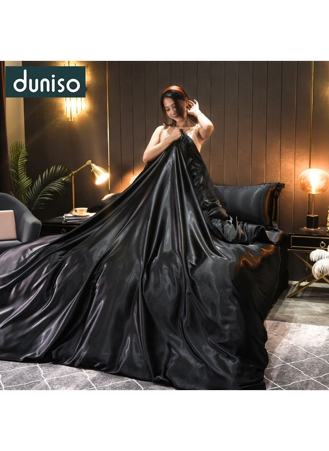 4-Piece Bedding Set Polyester Black 200x230cm