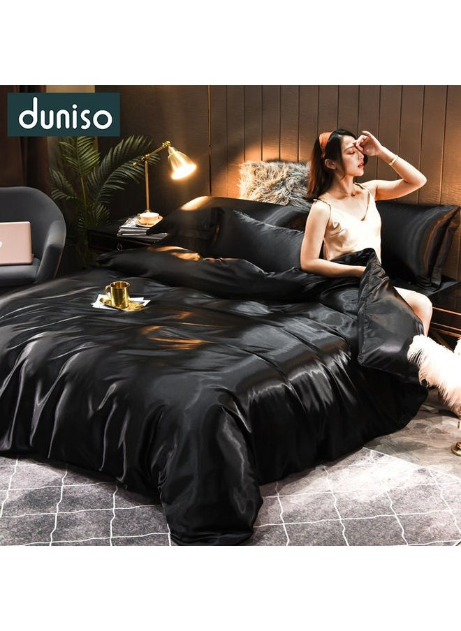 4-Piece Bedding Set Polyester Black 200x230cm