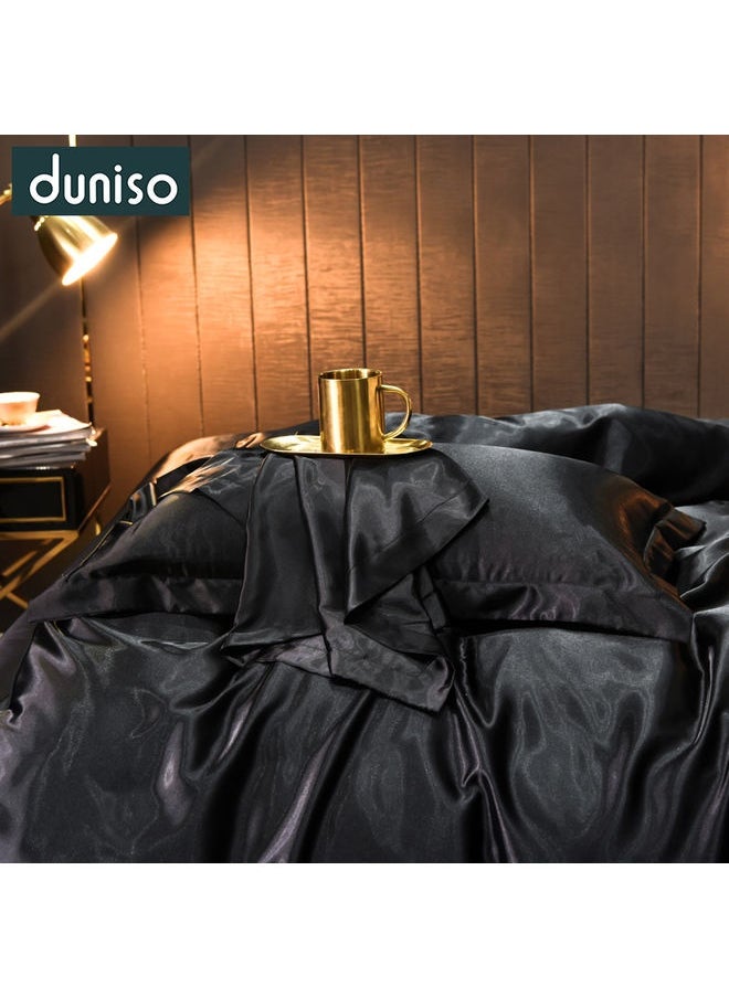 4-Piece Bedding Set Polyester Black 200x230cm