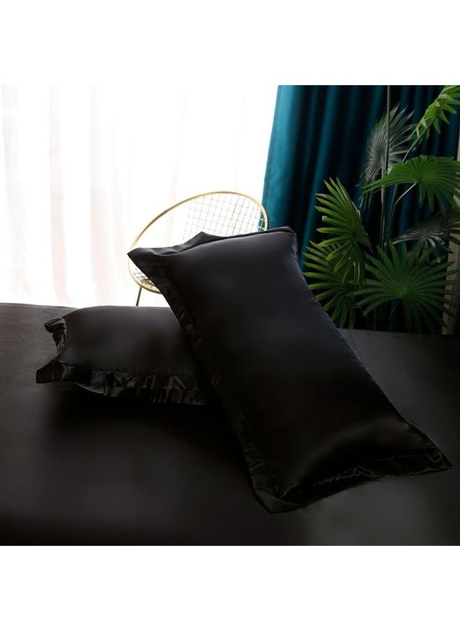 4-Piece Duvet Cover Set Polyester Black 220x240cm