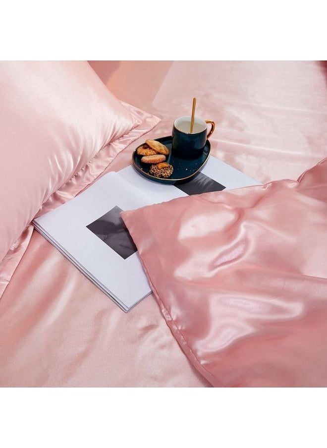 4-Piece Duvet Cover Set Polyester Pink 200x230cm