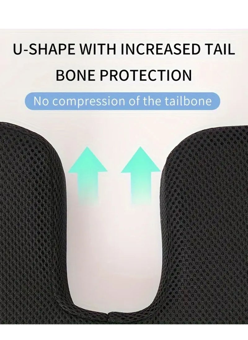 Orthopedic U-Shaped Seat Cushion Comfortable Chair Pad Memory Foam Cushion with Cover Heat Responsive Chair Seat Pillow Support Bottom Tailbone for Office Home gaming Travelling and long Time Seating 45x35x8 cm Grey