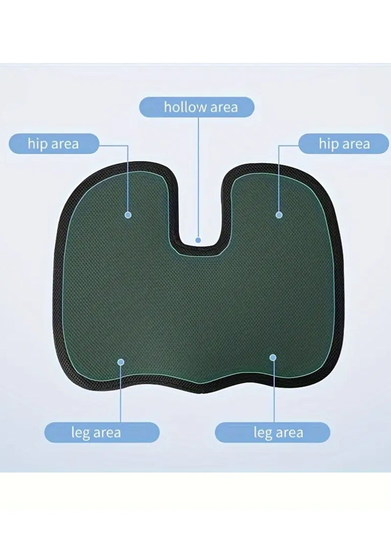 Orthopedic U-Shaped Seat Cushion Comfortable Chair Pad Memory Foam Cushion with Cover Heat Responsive Chair Seat Pillow Support Bottom Tailbone for Office Home gaming Travelling and long Time Seating 45x35x8 cm Grey