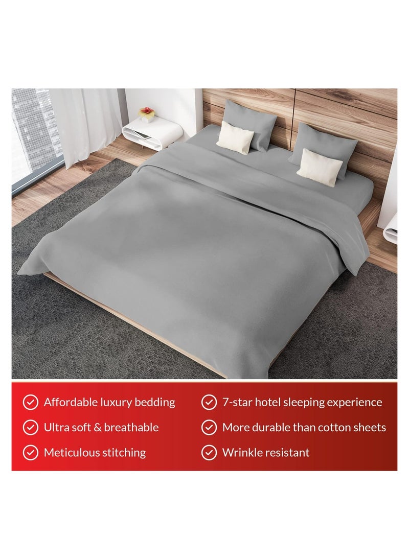 Premium Grey King Sheets Set - 1800 TC Series 4 Piece Bed Sheets - Soft Brushed Microfiber Fabric - 16 Inches Deep Pockets Sheets Wrinkle Free & Fade Resistant