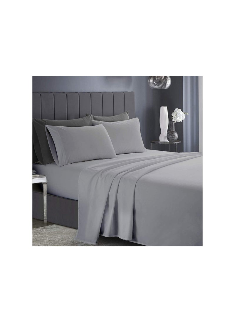 Premium Grey King Sheets Set - 1800 TC Series 4 Piece Bed Sheets - Soft Brushed Microfiber Fabric - 16 Inches Deep Pockets Sheets Wrinkle Free & Fade Resistant