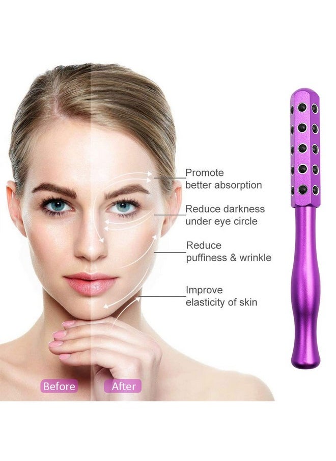 Facial Roller Massager Germanium Stone Uplifting Face Massager Roller Beauty Roller For Face Eye Chin Neck Skin Care Anti Aging Wrinkles Reduces(Purple)