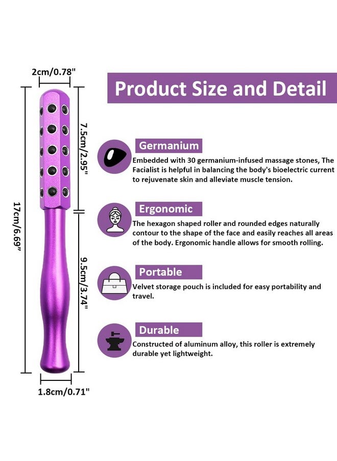 Facial Roller Massager Germanium Stone Uplifting Face Massager Roller Beauty Roller For Face Eye Chin Neck Skin Care Anti Aging Wrinkles Reduces(Purple)