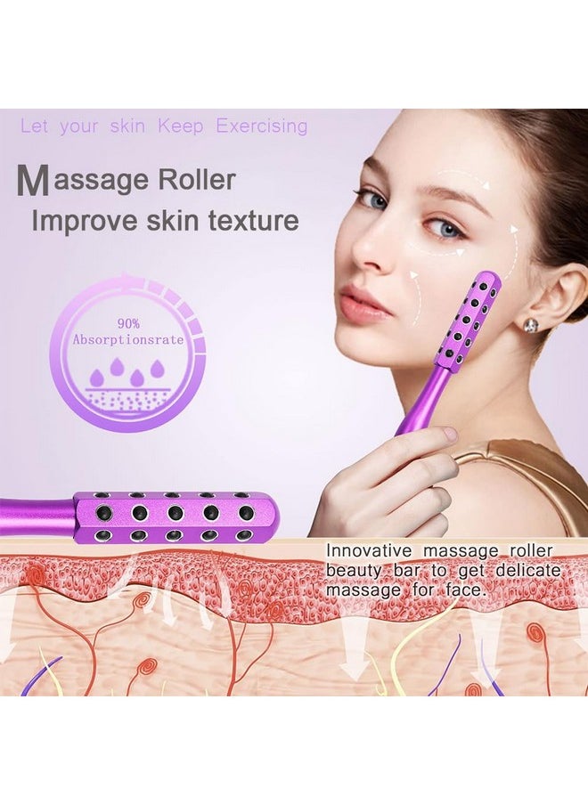 Facial Roller Massager Germanium Stone Uplifting Face Massager Roller Beauty Roller For Face Eye Chin Neck Skin Care Anti Aging Wrinkles Reduces(Purple)