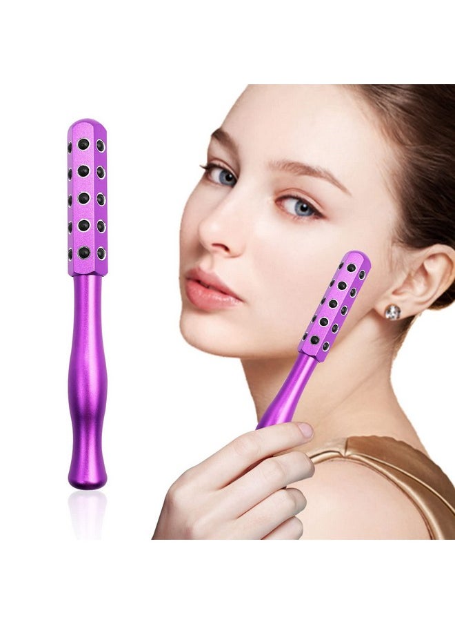 Facial Roller Massager Germanium Stone Uplifting Face Massager Roller Beauty Roller For Face Eye Chin Neck Skin Care Anti Aging Wrinkles Reduces(Purple)