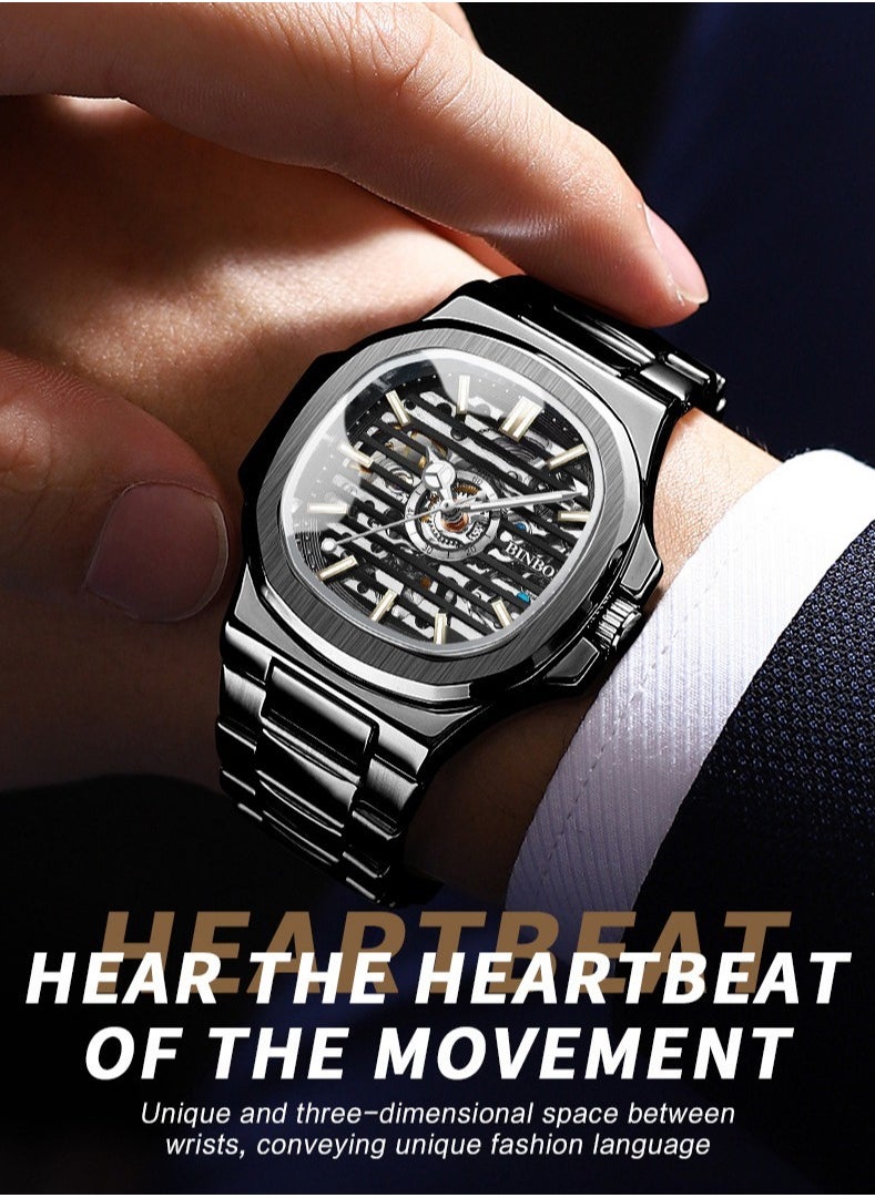 Men's Fashion Skeleton Luminous Waterproof Fully Automatic Mechanical Watch