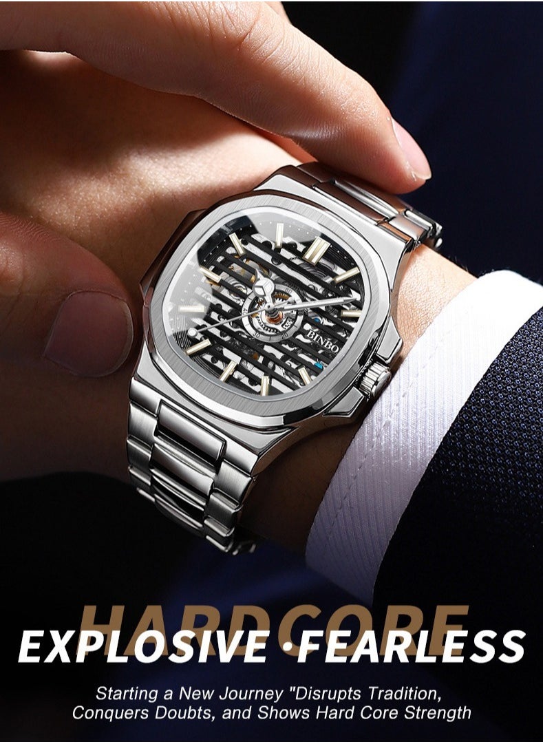 Men's Fashion Skeleton Luminous Waterproof Fully Automatic Mechanical Watch