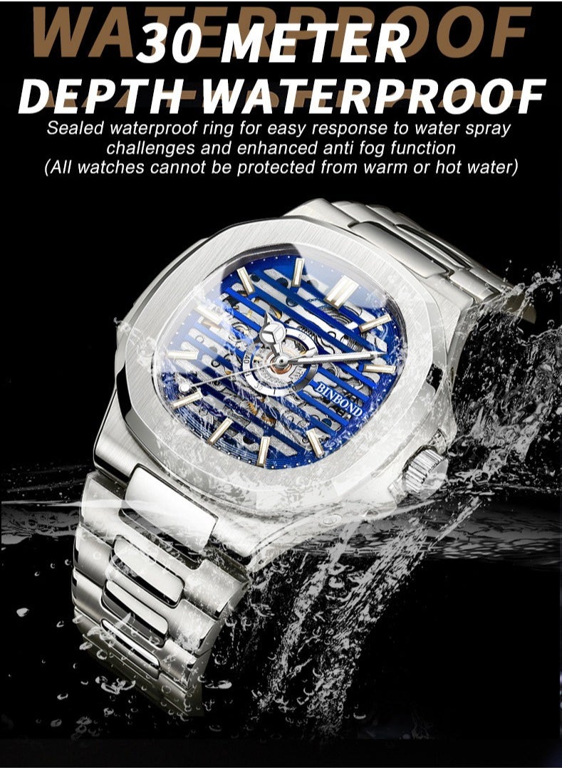 Men's Fashion Skeleton Luminous Waterproof Fully Automatic Mechanical Watch