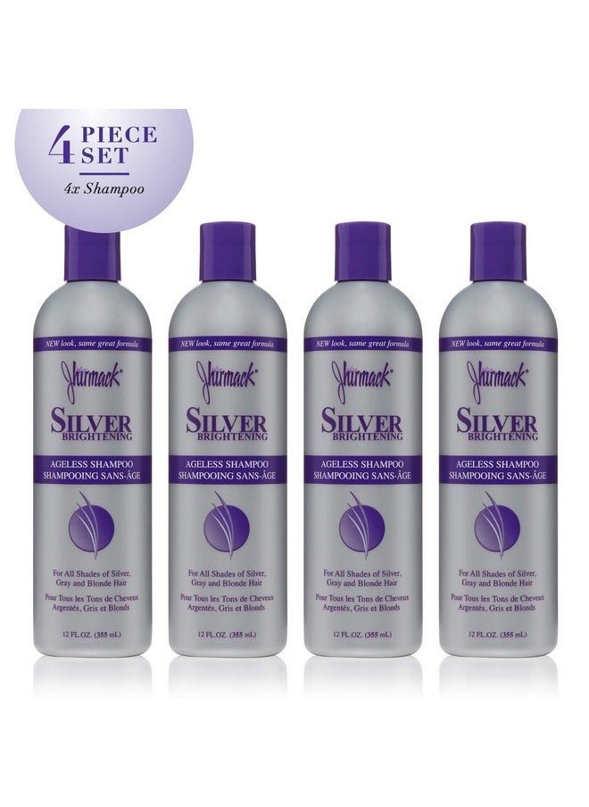 Silver Brightening Purple Shampoo Set Of 4 For All Types Of Silver, Grey, And Blonde Hair