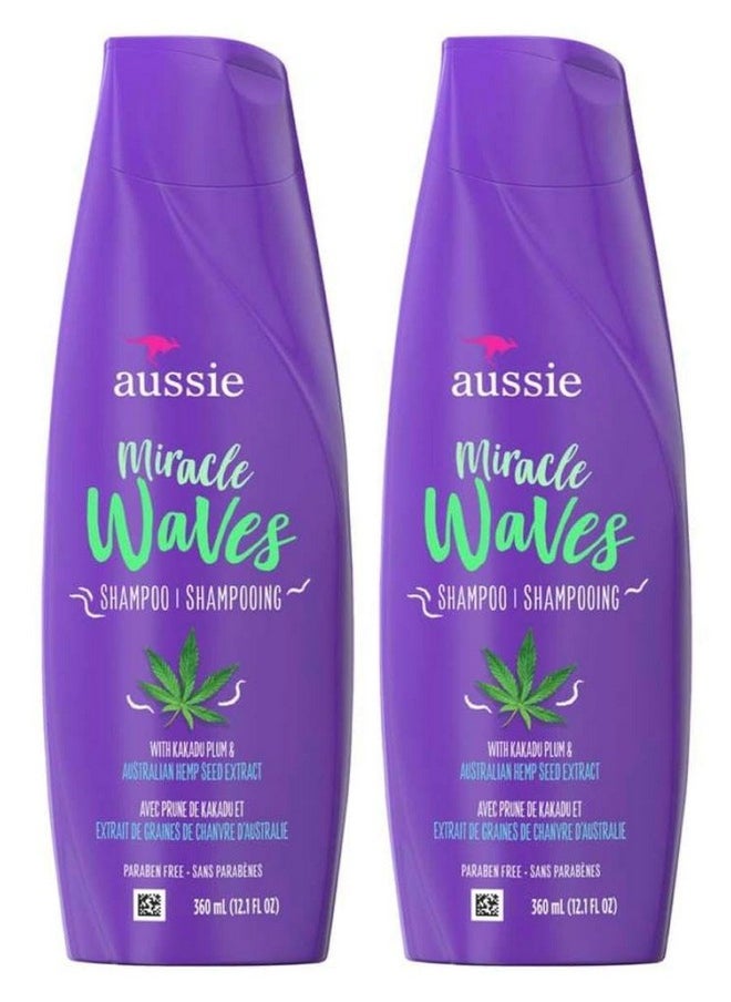 Aussie Shampoo Miracle Waves 12.1 Ounce (Pack Of 2)