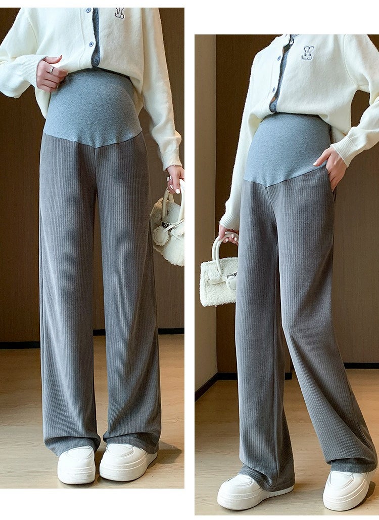 Maternity Thick Warm High Waist Belly Support Pants Soft Warm