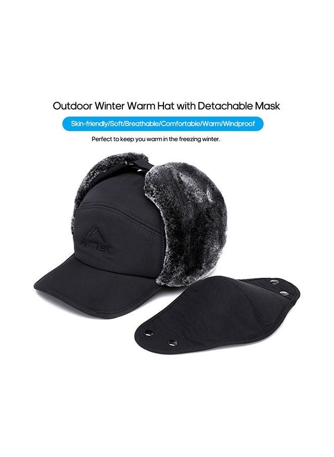 Full Face Winter Warm Hat With Detachable Mask, Men Winter Trapper Hat Snow Hats Thermal Windproof Hunting Skiing Cycling Ear Flaps Cold Weather Caps