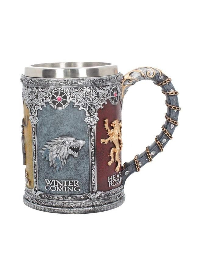 Game Of Thrones House Stark Mug The Seven Kingdoms Goblet Stainless Steel 3D Coffee Mug Drinkware Cup (C) Silver
