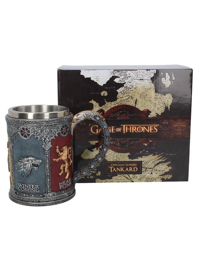 Game Of Thrones House Stark Mug The Seven Kingdoms Goblet Stainless Steel 3D Coffee Mug Drinkware Cup (C) Silver