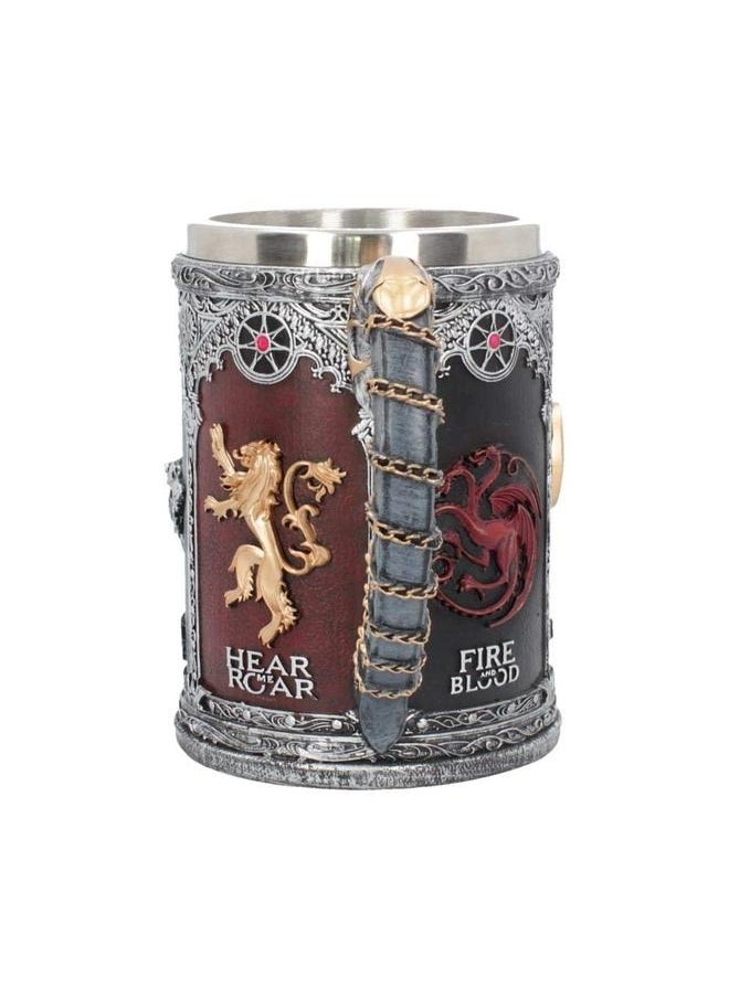 Game Of Thrones House Stark Mug The Seven Kingdoms Goblet Stainless Steel 3D Coffee Mug Drinkware Cup (C) Silver