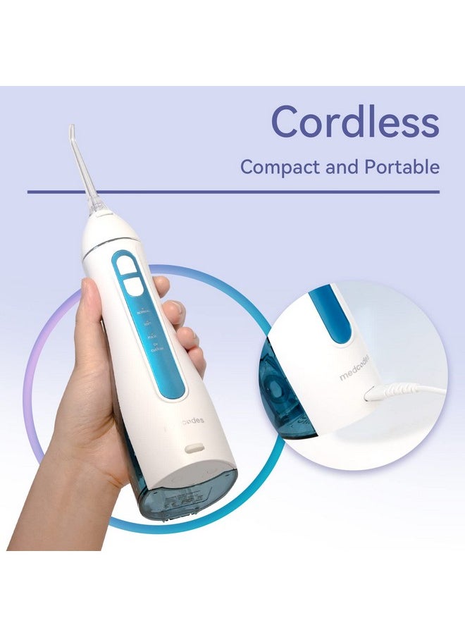 Cordless Water Flosser Oral Irrigator For Teeth Cleaning Bridges And Dental Care 4 Jet Tips Custom Flossing Pressure Ipx7 Waterproof Rechargeable Portable For Home And Travel