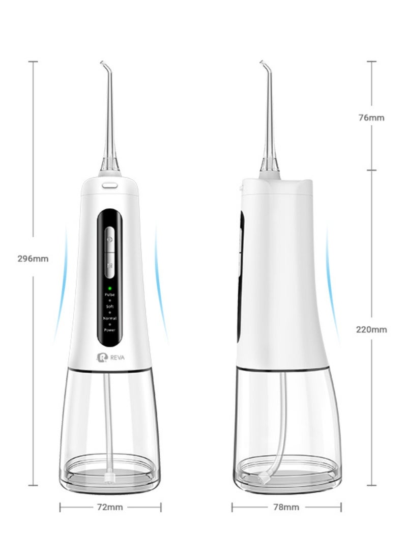 Cordless Water Flosser For Teeth Cleaning Portable Oral Irrigator With 4 Modes Scalable 4 Jet Tips IPX7 Waterproof Long-lasting Dental Floss Pick Tool Kit 300ML-White