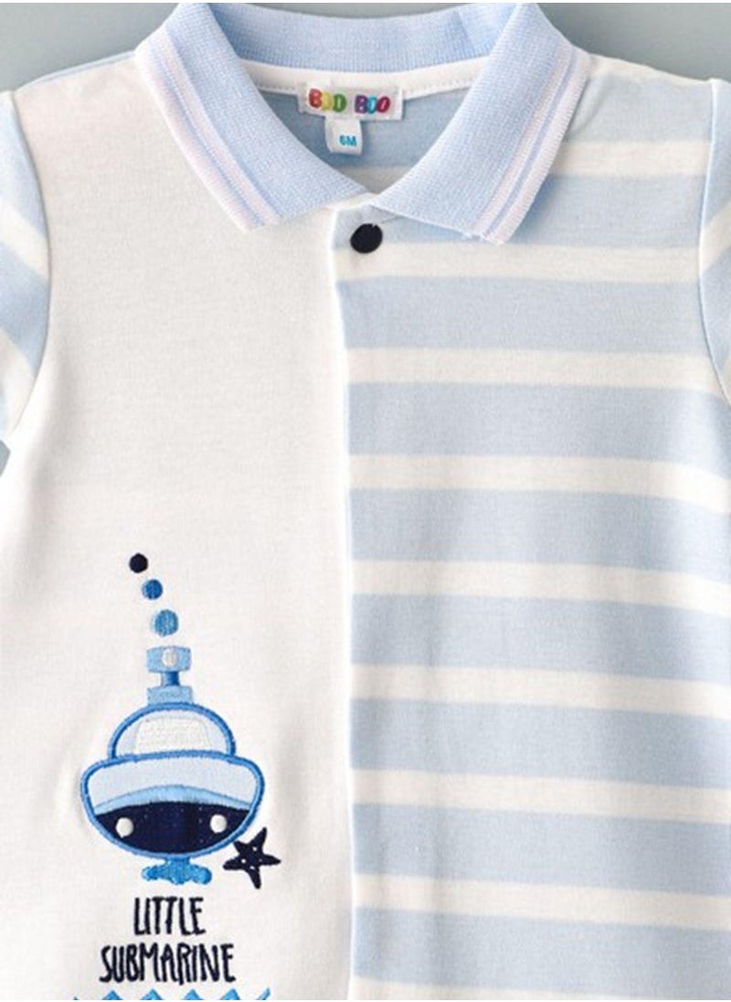 Infant Little Submarine Print Striped Romper