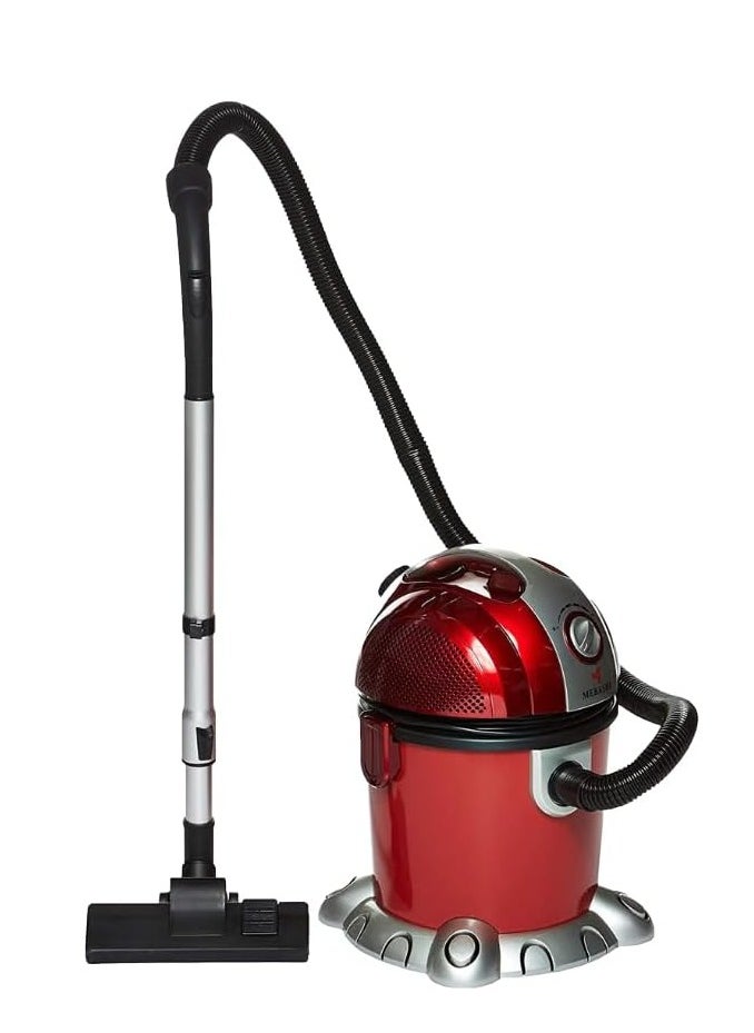 MEBASHI Wet & Dry Drum Vacuum Cleaner with Cyclone System,1600W. 15L Capacity, and Washable HEPA Filter – (DVC1005)