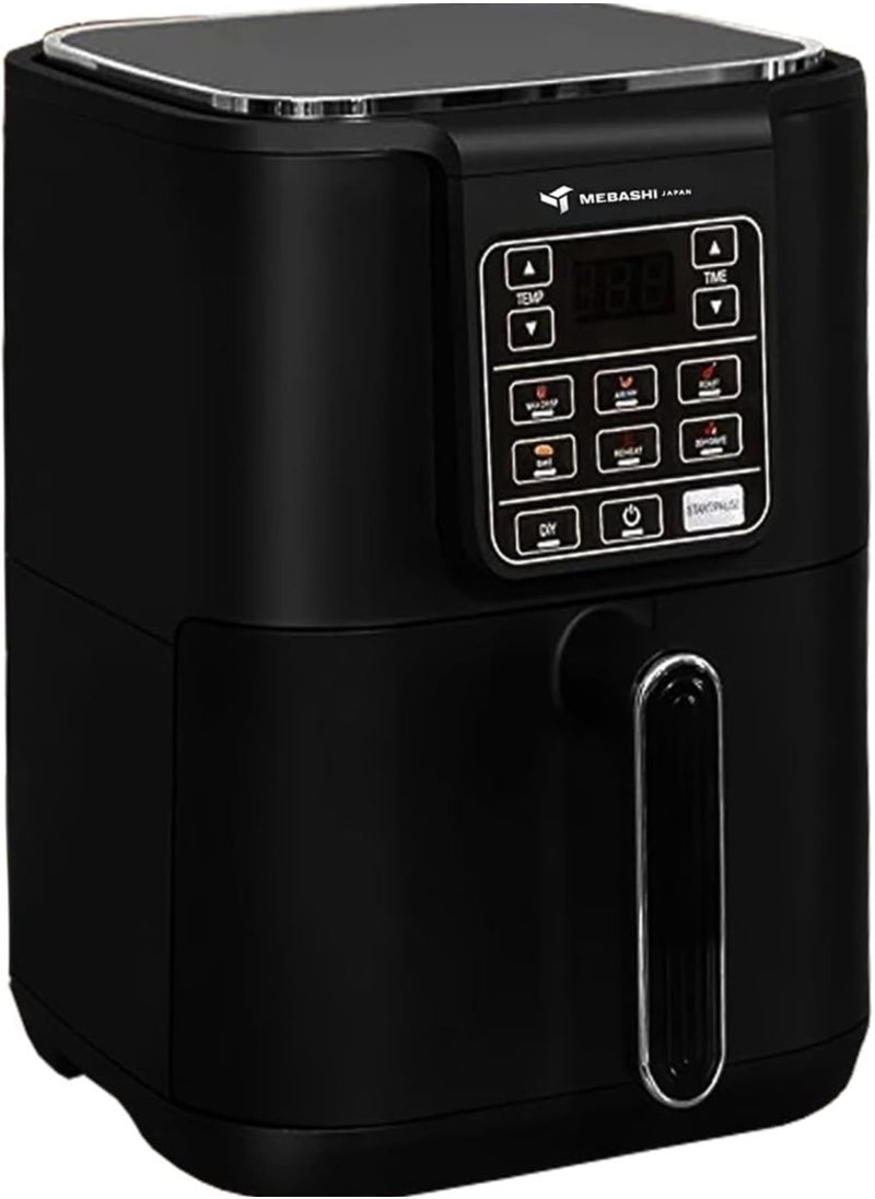 Mebashi 6L Air Fryer, Digital Touch Screen Cooking Machine, 360 Heat Circulation,(1500W) Touch Control Panel, 7 Function Menus (ME-AF653)