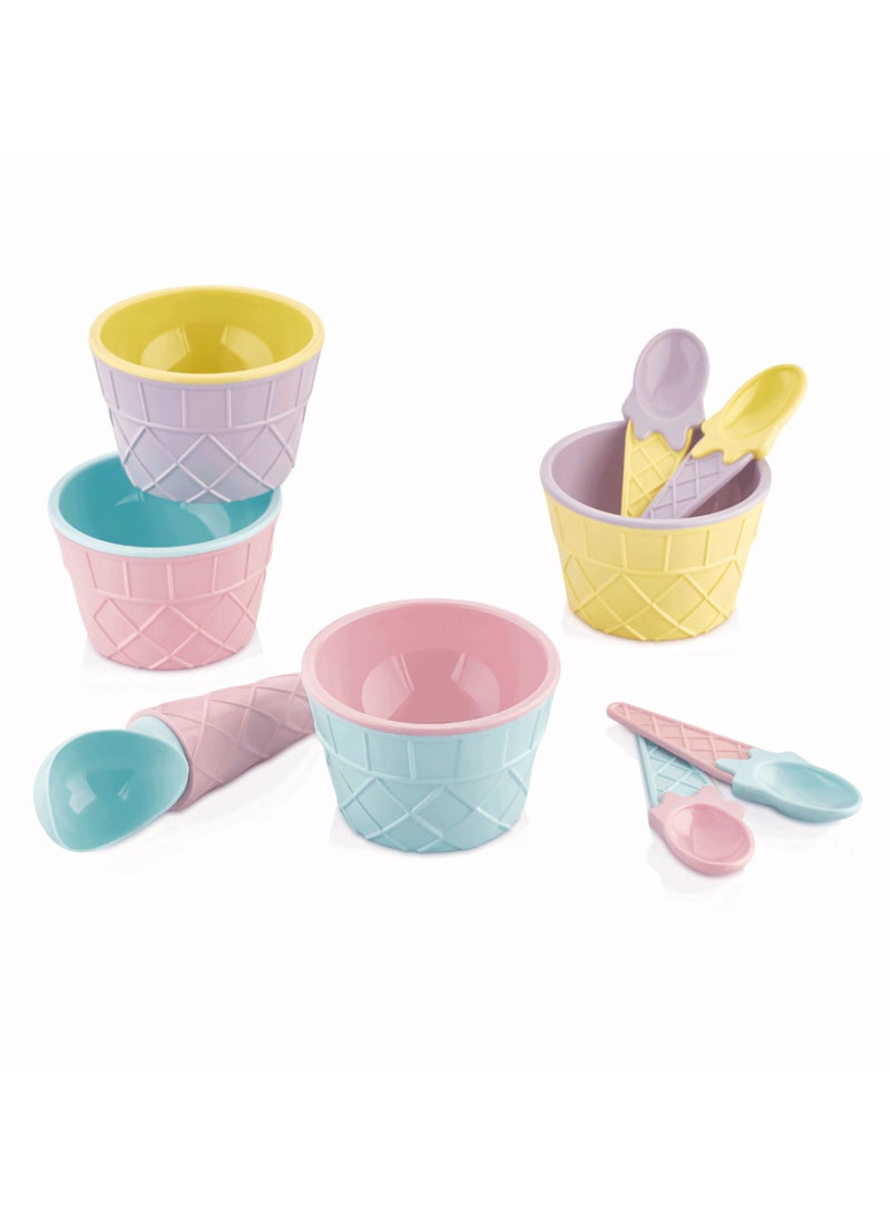 9-Piece Ice Cream Set (4 Bowl, 1 Big Spoons, 4 Small Spoons)