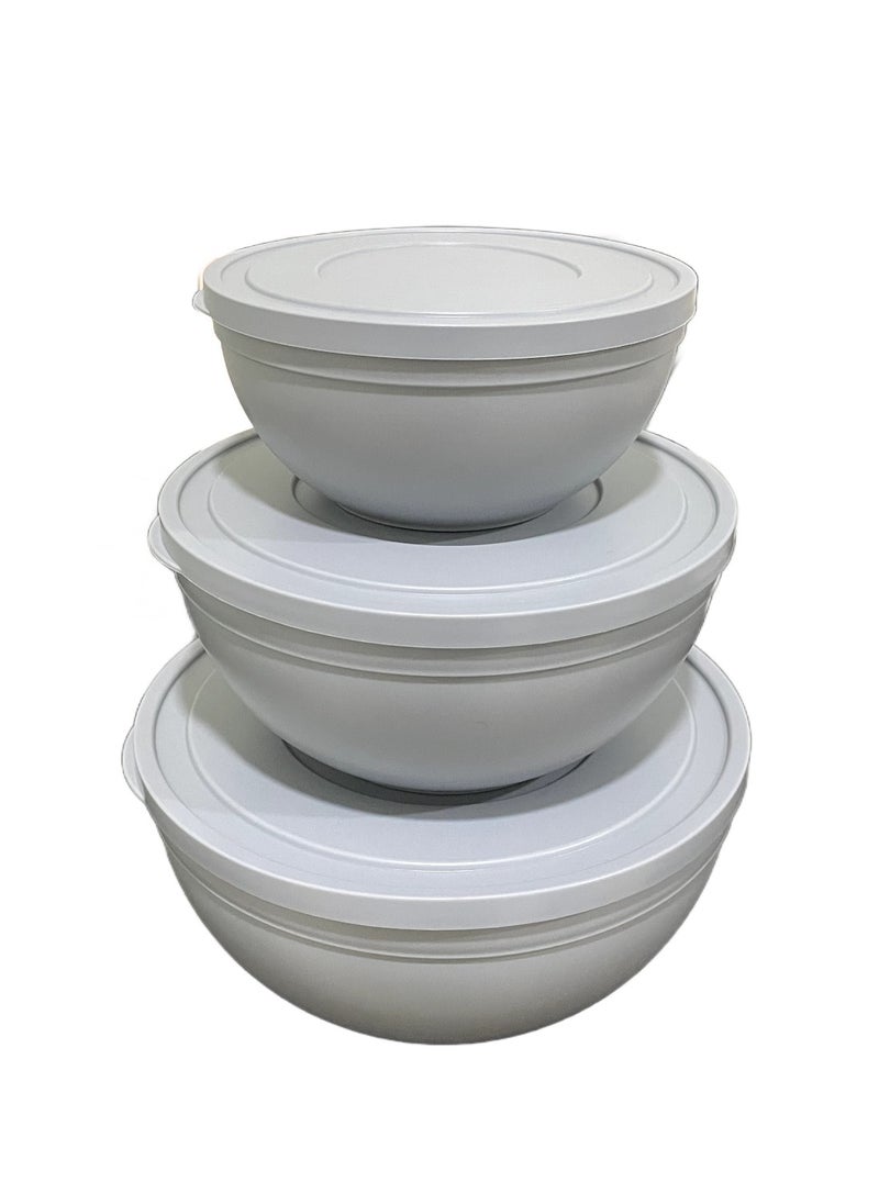 3 Piece Set Sandy Frosted Bowl, Size (Large 4L, Medium 2.5L, Small 1.2L)