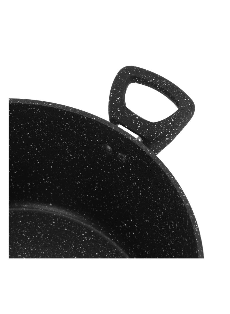 Royalford 30 cm Smart Granite Series Casserole- RF11868/ Forged Aluminium Cookware with Nonstick Granite Coating, Compatible with Induction, Hot Plate, Halogen, Ceramic, Gas Cooktops/ with Glass Lid and Soft Touch Handles, Perfect for Cooking Stews, Curries, Soups, Rice, Etc. Black 30 cm