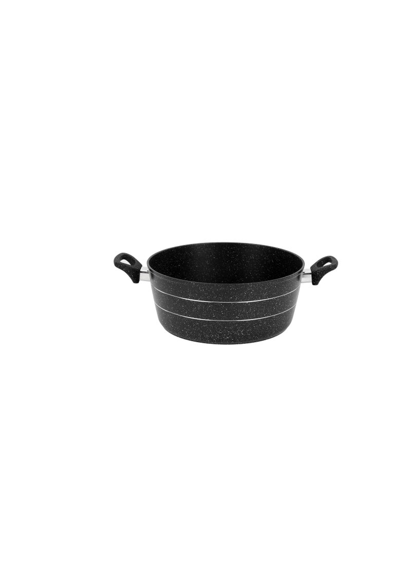 Royalford 30 cm Smart Granite Series Casserole- RF11868/ Forged Aluminium Cookware with Nonstick Granite Coating, Compatible with Induction, Hot Plate, Halogen, Ceramic, Gas Cooktops/ with Glass Lid and Soft Touch Handles, Perfect for Cooking Stews, Curries, Soups, Rice, Etc. Black 30 cm