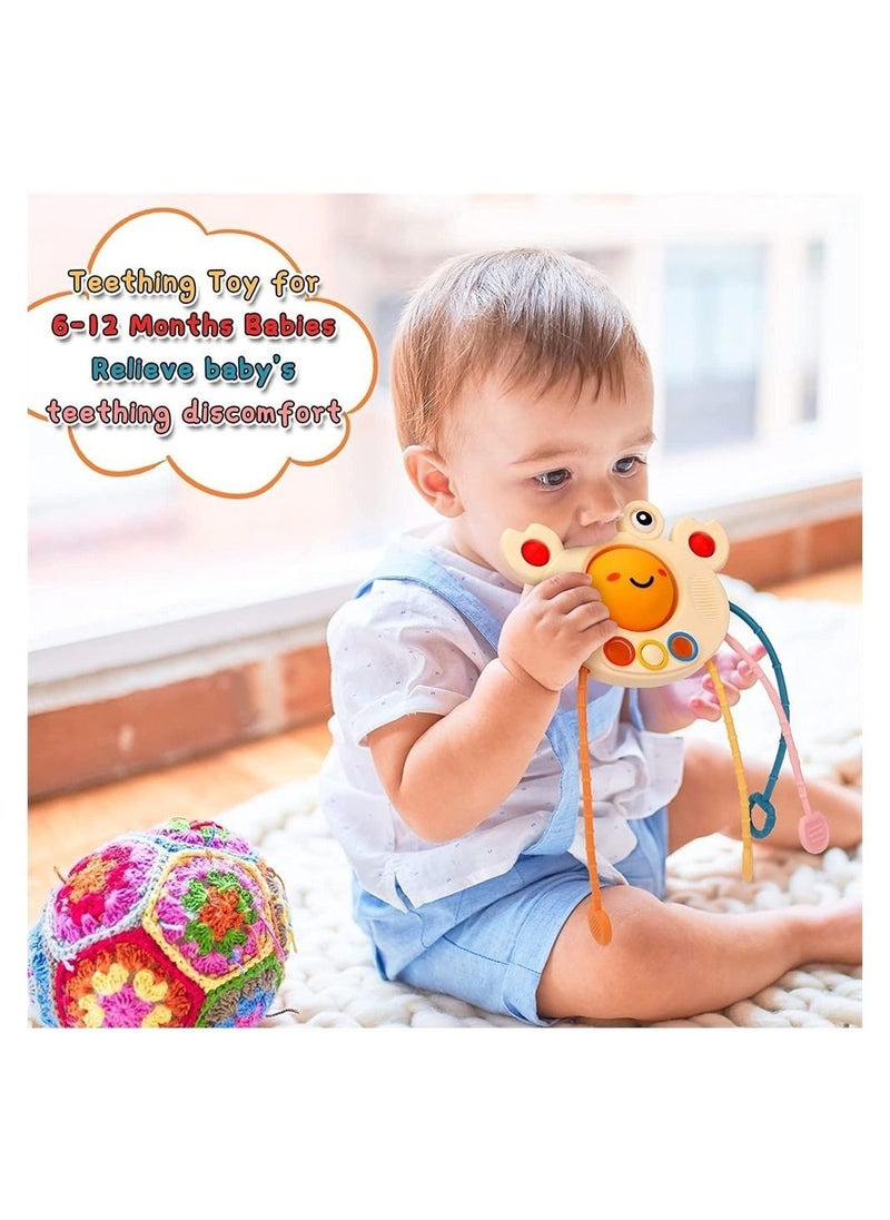 Silicone Toy Baby Montessori Sensory Toys for Babies Travel Toy and Teething Pull String Activity Toddlers