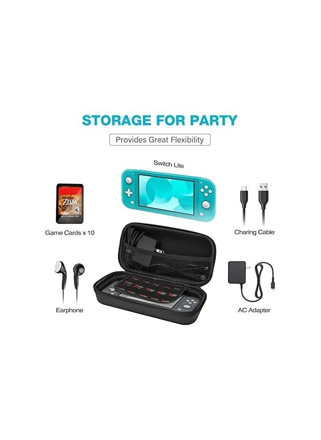 Nintendo Switch Lite Case with Screen Protector, Travel Carrying Case Hard Shell 2 in 1 Accessories Kit for Nintendo Switch Lite 2019 with 10 Game Cards Holders -Black