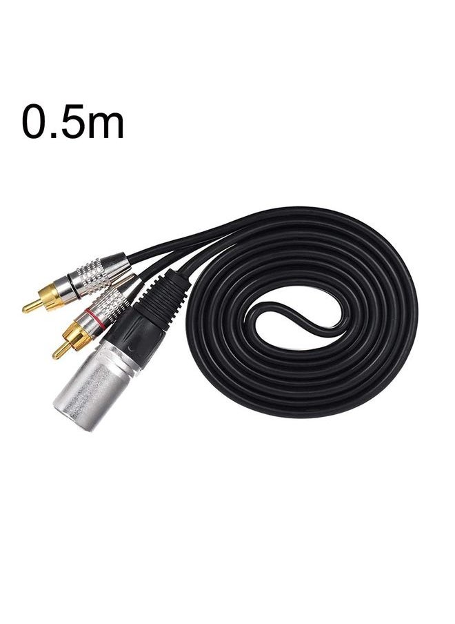 XLR Male To 2RCA Male Plug Stereo Audio Cable, Length:, Length:0.5m