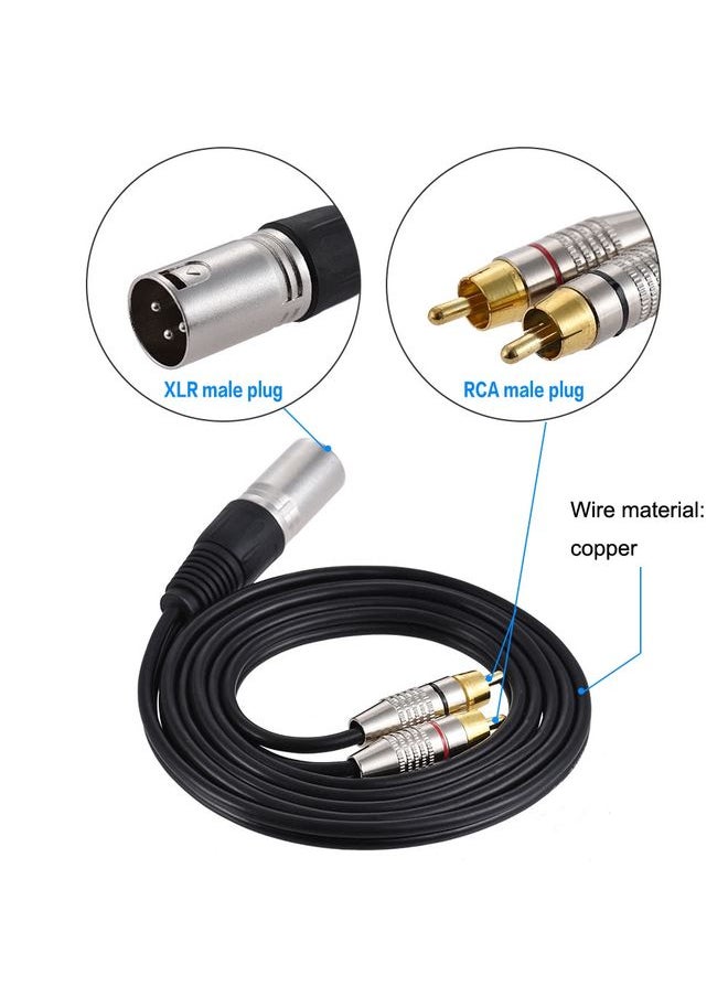 XLR Male To 2RCA Male Plug Stereo Audio Cable, Length:, Length:0.5m