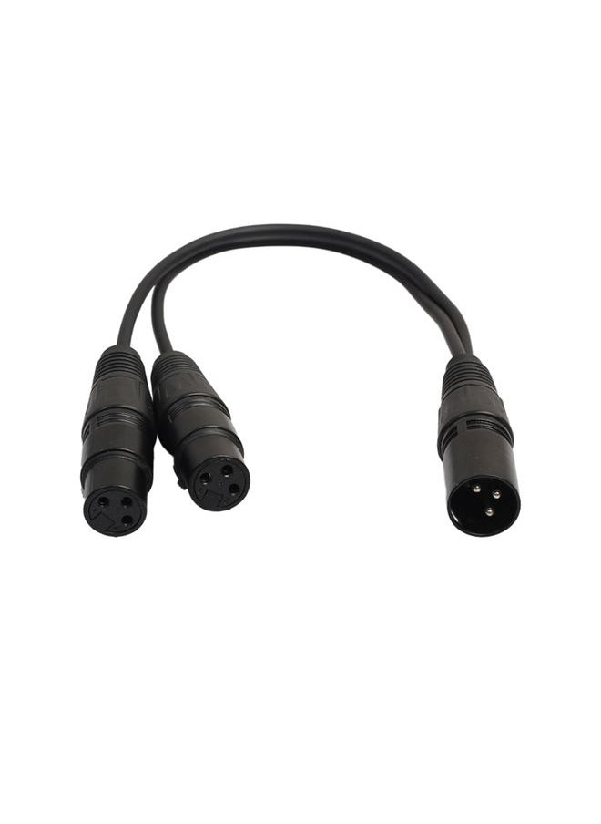 30cm 3 Pin XLR CANNON 1 Male to 2 Female Audio Connector Adapter Cable for Microphone / Audio Equipment(Black)