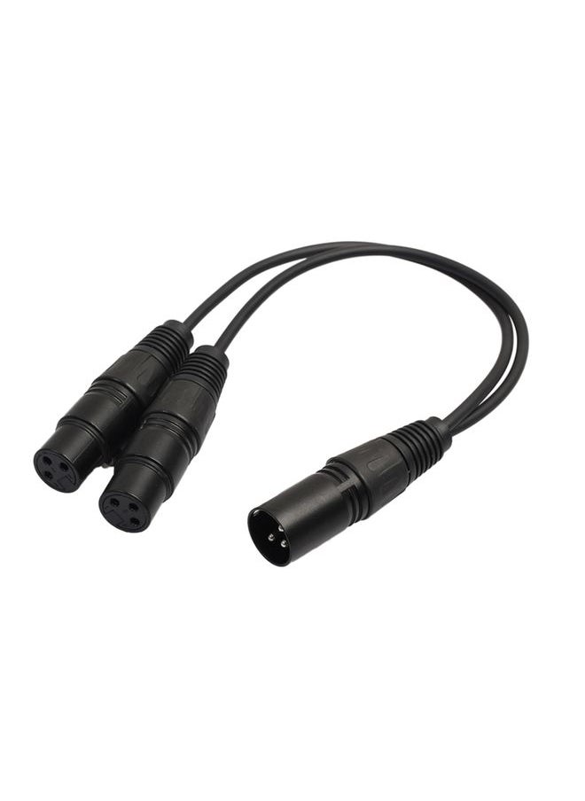 30cm 3 Pin XLR CANNON 1 Male to 2 Female Audio Connector Adapter Cable for Microphone / Audio Equipment(Black)