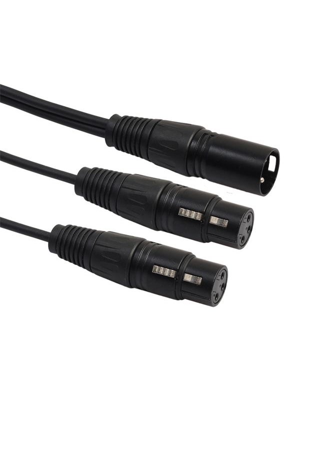 30cm 3 Pin XLR CANNON 1 Male to 2 Female Audio Connector Adapter Cable for Microphone / Audio Equipment(Black)