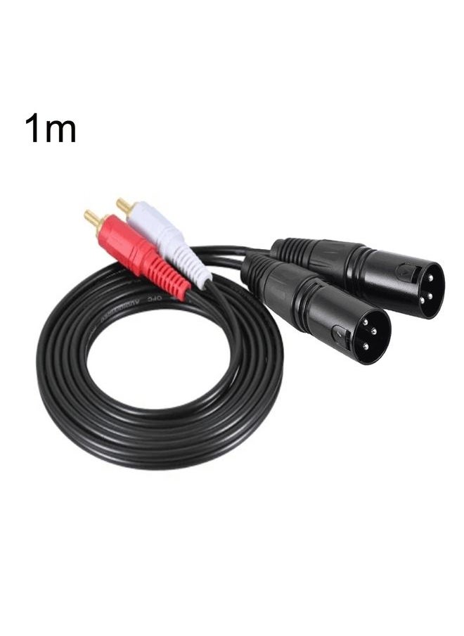 2RCA To 2XLR Speaker Canon Cable Audio Balance Cable, Size: 1m(Dual Lotus To Dual Canon Male)