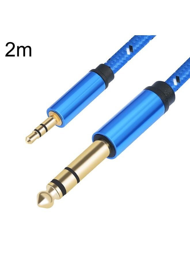 3662-3662BK 3.5mm Male to 6.35mm Male Stereo Amplifier Audio Cable, Length:2m(Blue)