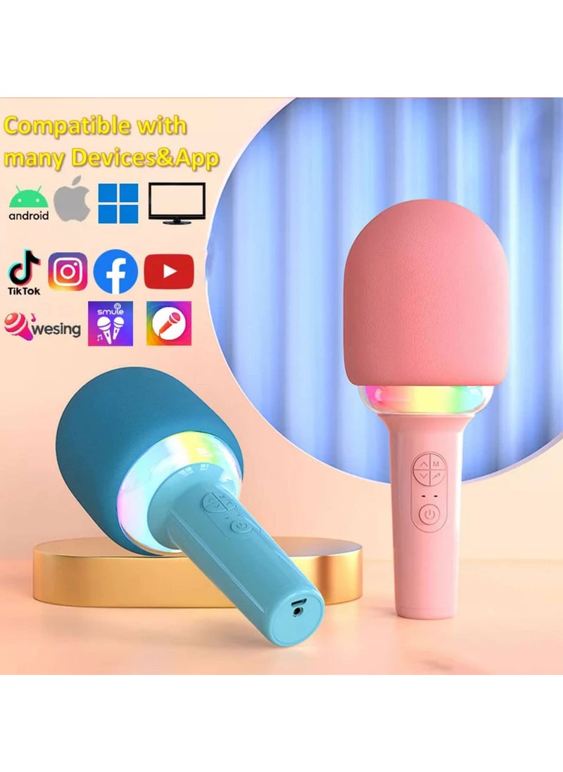 Karaoke Speakers Bluetooth with Microphone，Karaoke Machine for Kids Adults,Mini Portable Handheld Mic Dynamic RGB Light,Voice Changer Sing for Travel Home KTV Party Indoor,  Anytime - Anywhere Sing