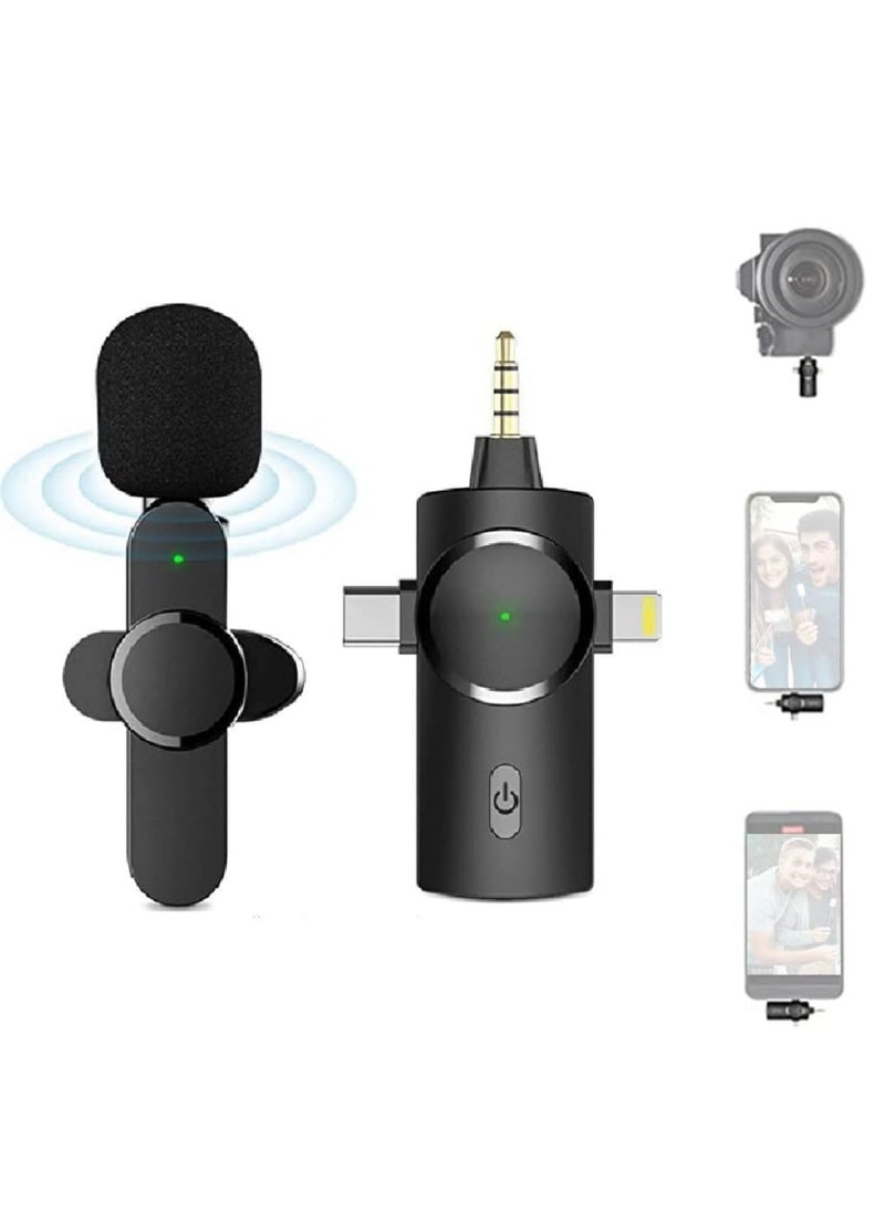 Wireless Lavalier Microphone - 3-in-1 Plug-and-Play Lapel Mic for iPhone, iPad, Android u0026 Cameras