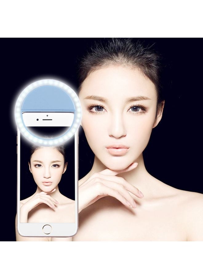 Charging Selfie Beauty Light, For iPhone, Galaxy, Huawei, Xiaomi, LG, HTC and Other Smart Phones with Adjustable Clip & USB Cable(Blue)