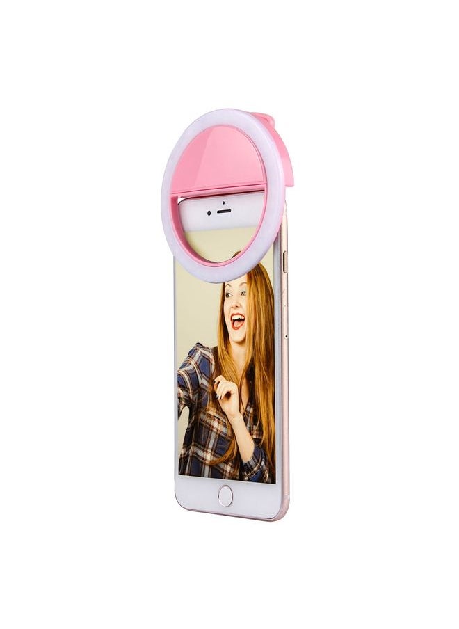 Charging Selfie Beauty Light, For iPhone, Galaxy, Huawei, Xiaomi, LG, HTC and Other Smart Phones with Adjustable Clip & USB Cable(Pink)