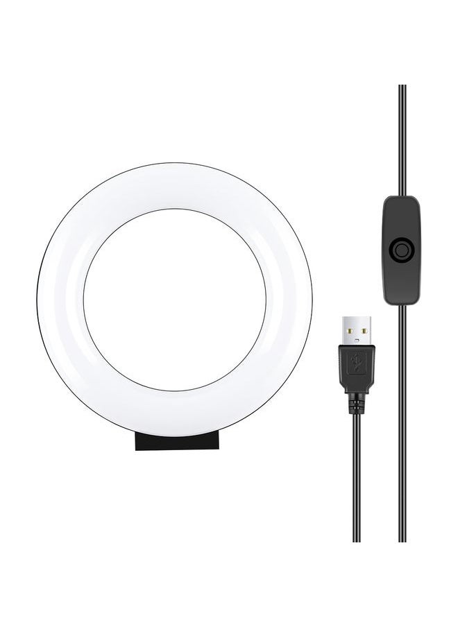 4.7 inch 12cm Curved Surface USB White Light LED Ring Selfie Beauty Vlogging Photography Video Lights(Black)