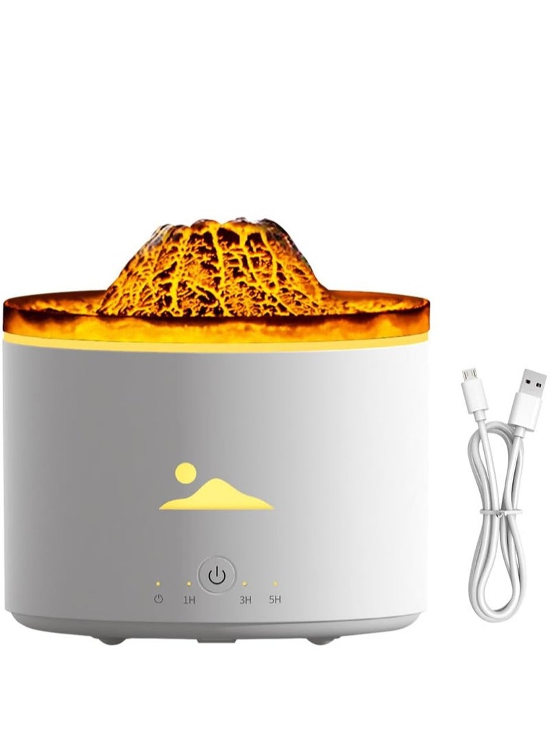 Volcano Essential Oil Diffuser – 230ml Humidifier with Flame u0026 Volcano Mist Mode, 6 Colors, Auto Shut-Off