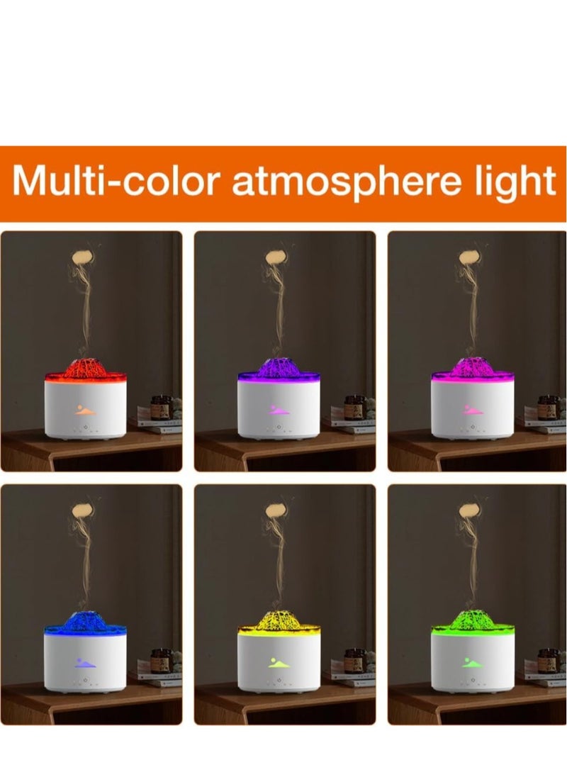 Volcano Essential Oil Diffuser – 230ml Humidifier with Flame u0026 Volcano Mist Mode, 6 Colors, Auto Shut-Off