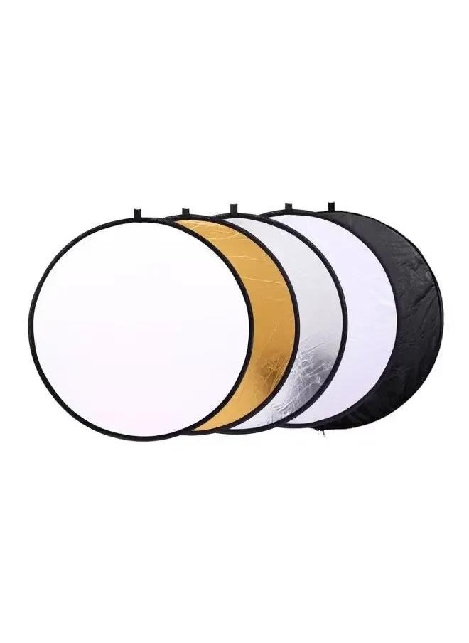 5-In-1 Multi Reflector With Bag 32inch Clear/Black/Gold,Collapsible Multi-Disc Light Round Photography Reflector